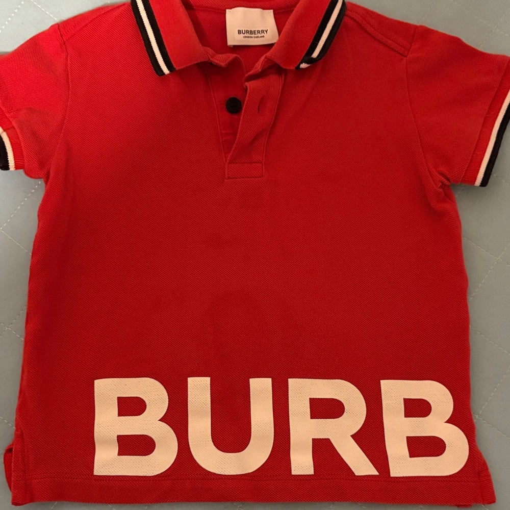 Burberry Kids Polo in Vibrant Red with Logo